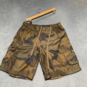 OP Ocean Pacific Board Shorts Men Medium Green Camouflage Beach Drawstring Waist